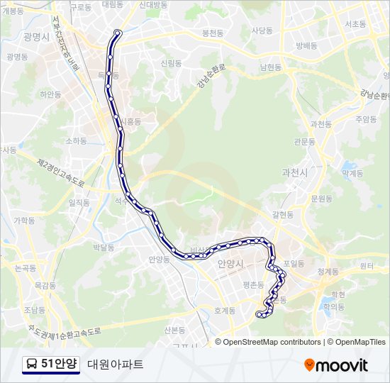 51안양 Bus Line Map
