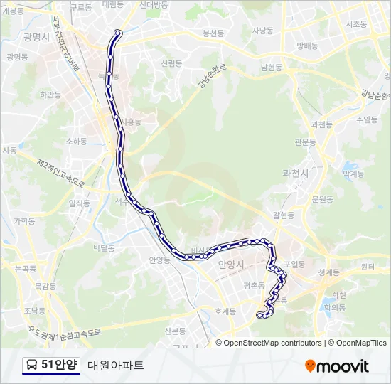 51안양 버스 노선 지도