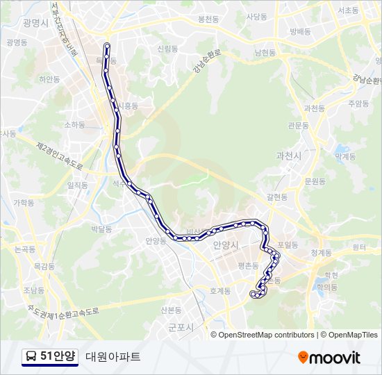 51안양 Bus Line Map