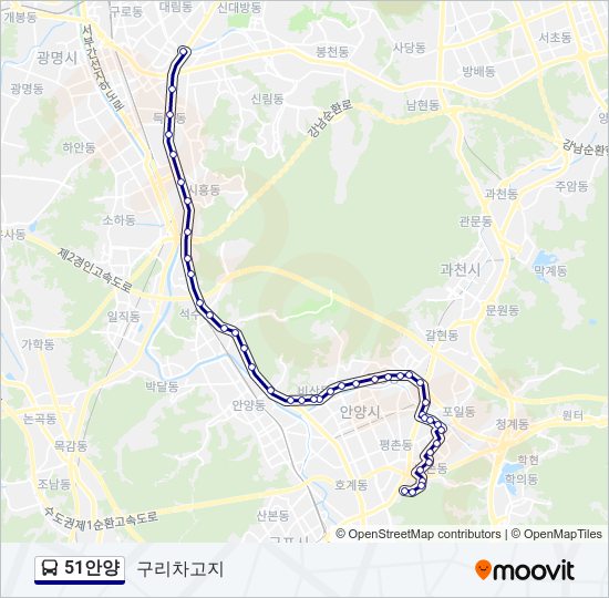 51안양 버스 노선 지도