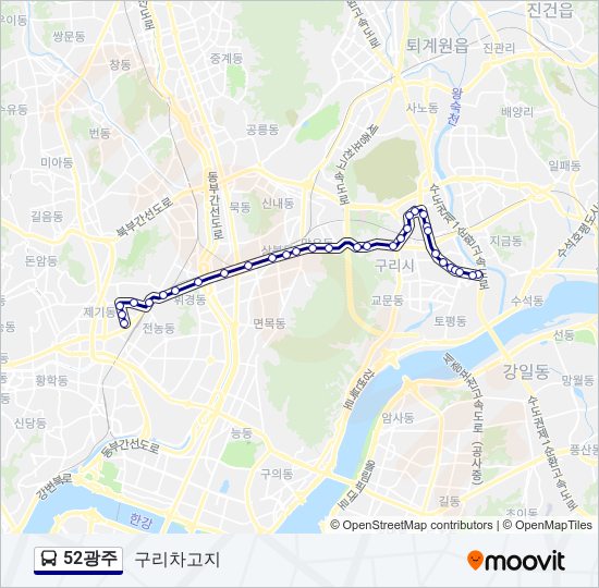 52광주 bus Line Map