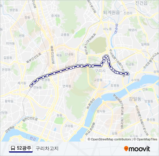 52광주 bus Line Map
