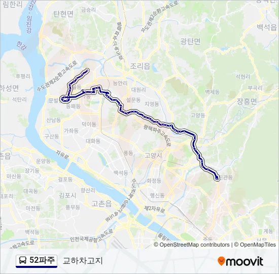 52파주 버스 노선 지도