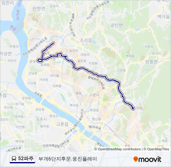 52파주 버스 노선 지도