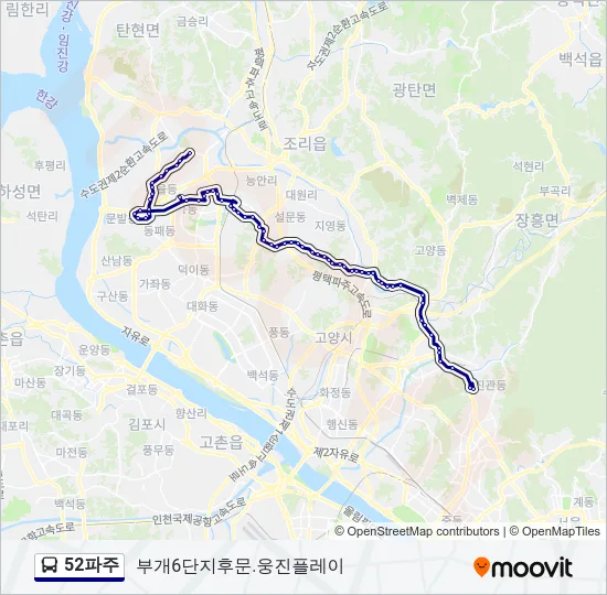 52파주 버스 노선 지도
