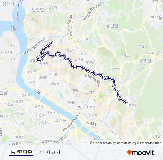 52파주 버스 노선 지도
