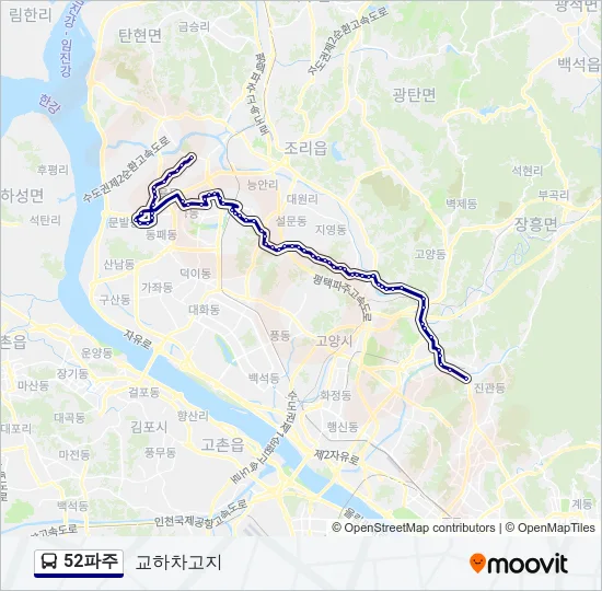52파주 버스 노선 지도