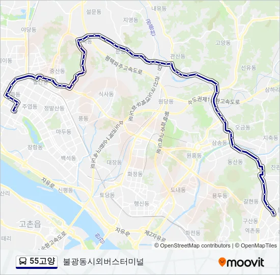 55고양 버스 노선 지도