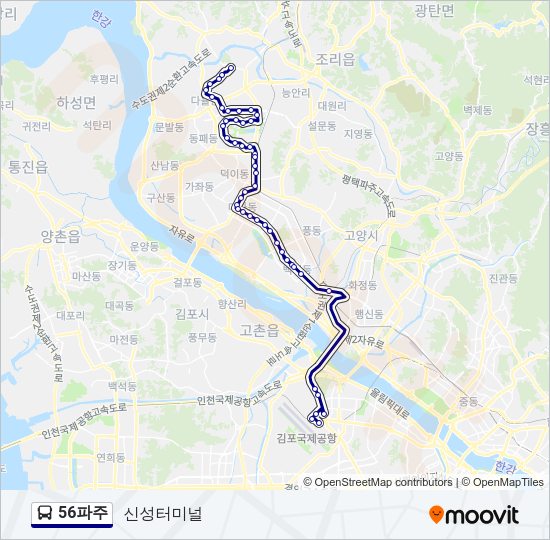 56파주 버스 노선 지도