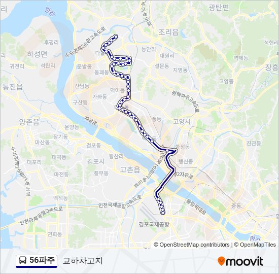 56파주 버스 노선 지도