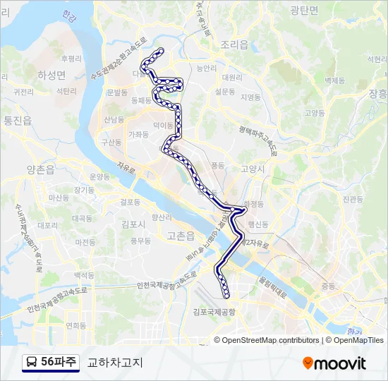 56파주 버스 노선 지도