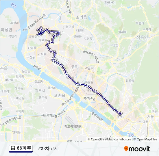 66파주 버스 노선 지도