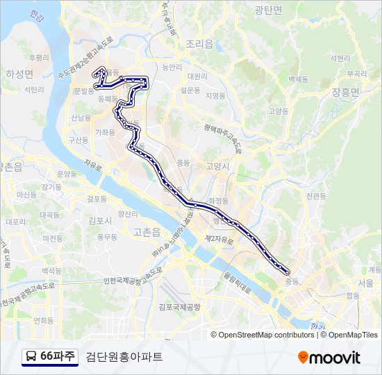 66파주 bus Line Map