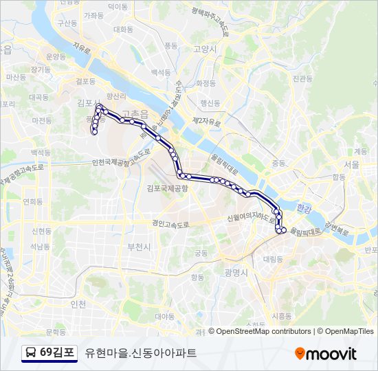 69김포 bus Line Map