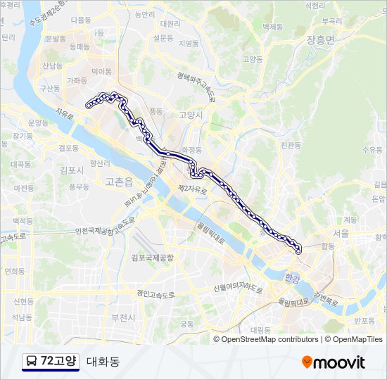 72고양 버스 노선 지도