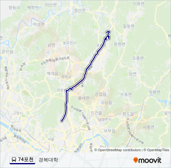 74포천 버스 노선 지도