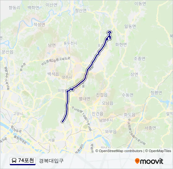 74포천 버스 노선 지도
