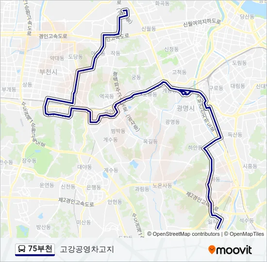 75부천 버스 노선 지도