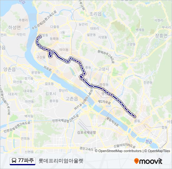 77파주 bus Line Map