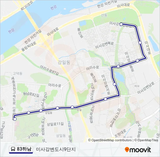 83하남 버스 노선 지도