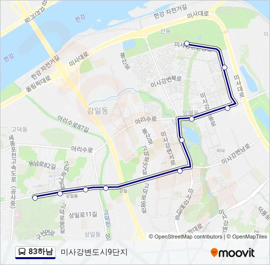 83하남 버스 노선 지도
