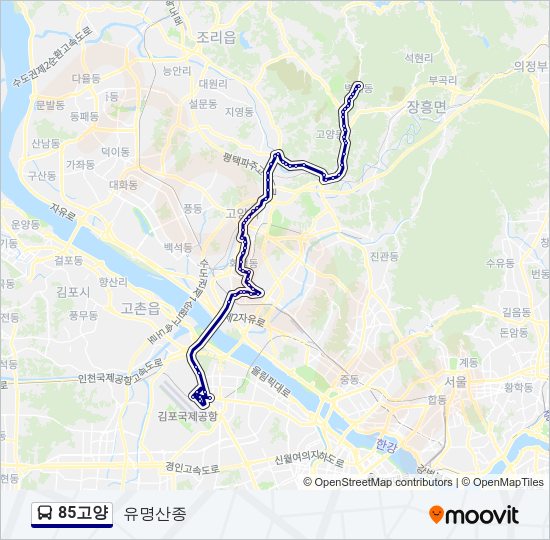 85고양 버스 노선 지도