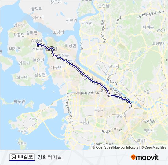 88김포 버스 노선 지도