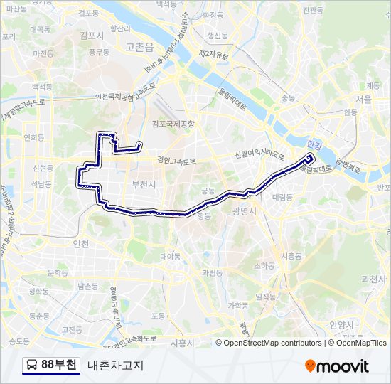 88부천 bus Line Map