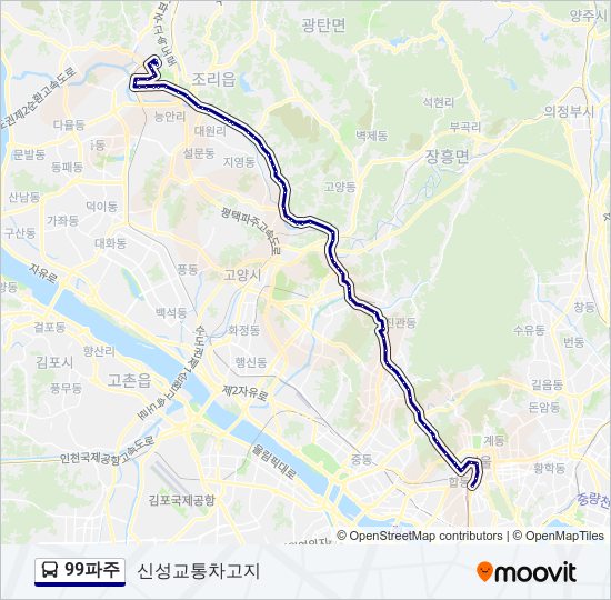 99파주 bus Line Map