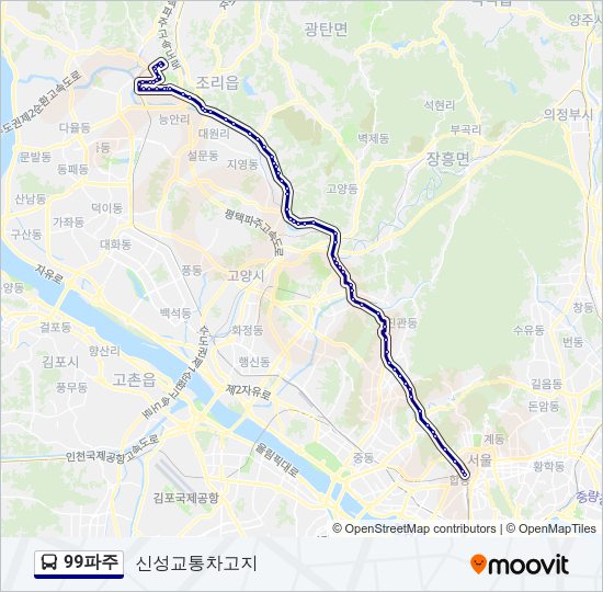 99파주 버스 노선 지도