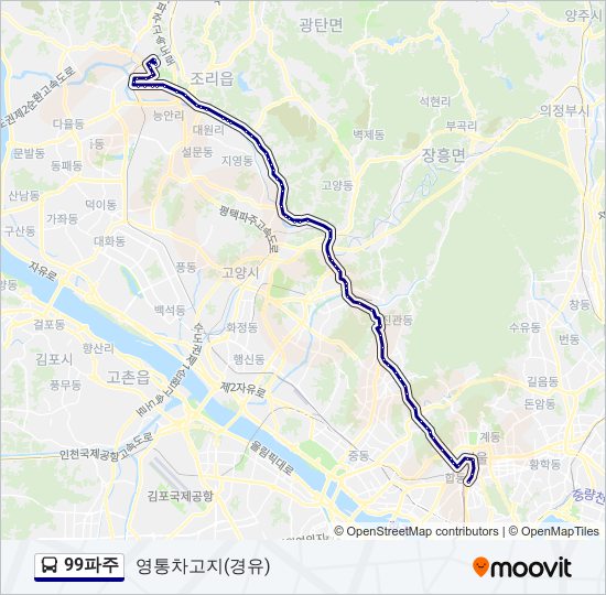 99파주 bus Line Map