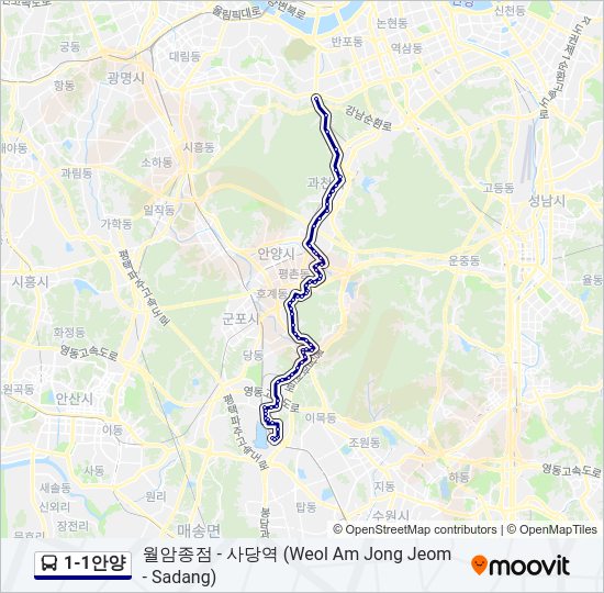 1-1안양 Bus Line Map