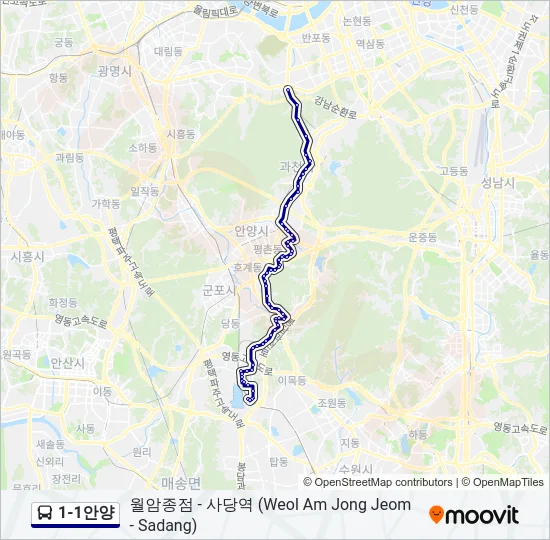 1-1안양 버스 노선 지도