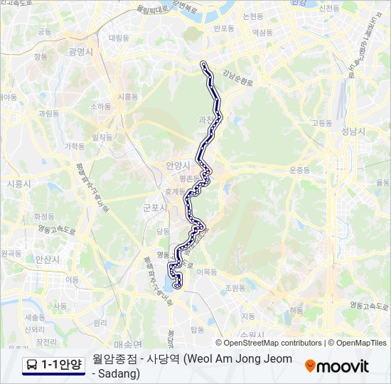 1-1안양 버스 노선 지도