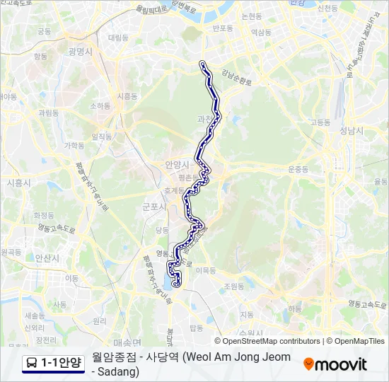 1-1안양 버스 노선 지도