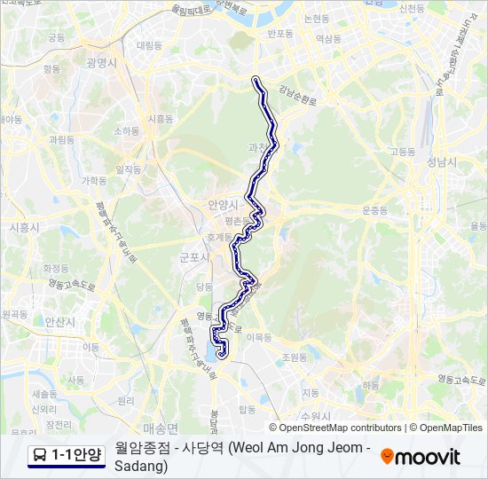 1-1안양 bus Line Map