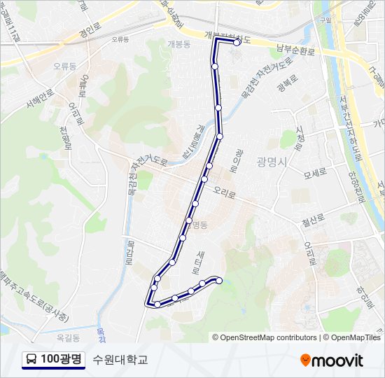 100광명 bus Line Map