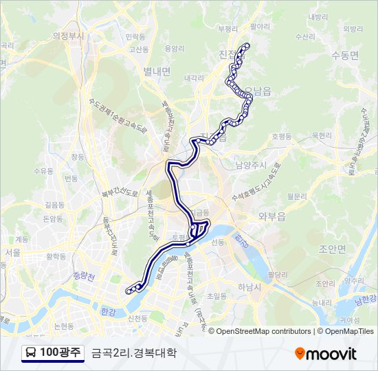 100광주 버스 노선 지도