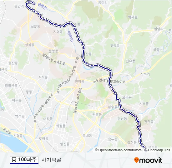 100파주 Bus Line Map