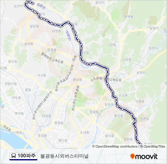 100파주 버스 노선 지도