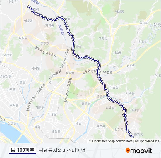 100파주 버스 노선 지도