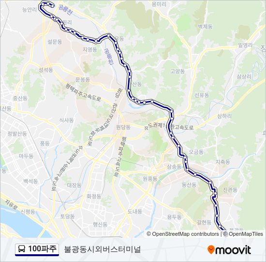 100파주 bus Line Map