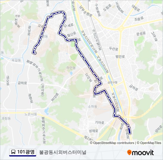 101광명 bus Line Map