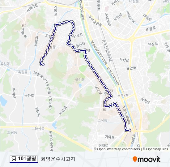 101광명 bus Line Map