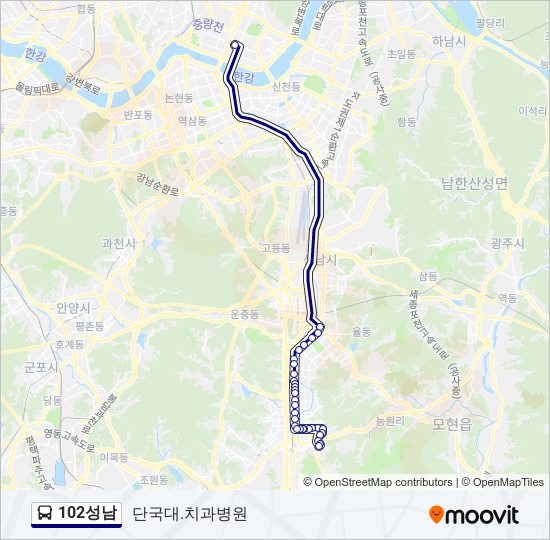 102성남 bus Line Map