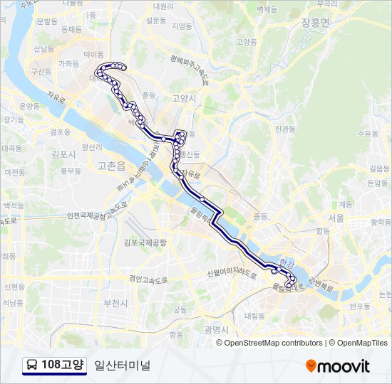 108고양 bus Line Map