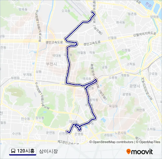 120시흥 버스 노선 지도