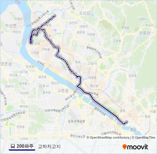 200파주 Bus Line Map
