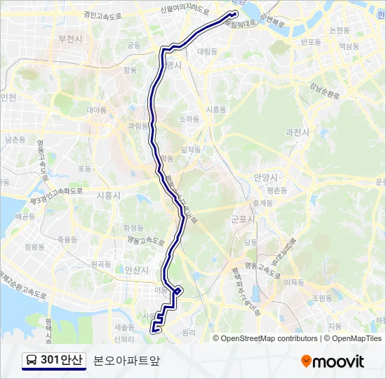 301안산 Bus Line Map