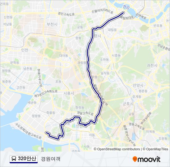 320안산 bus Line Map